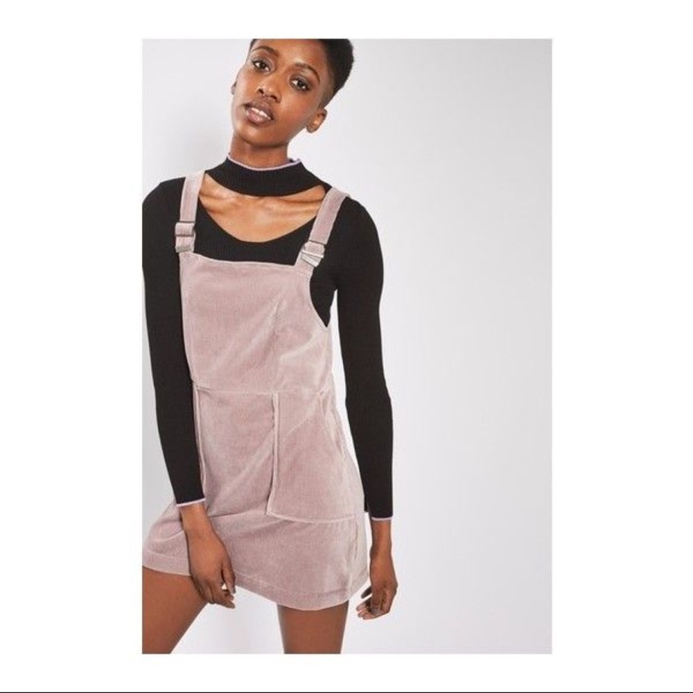 Topshop Women’s Mauve Corduroy Pinafore Overall Dress